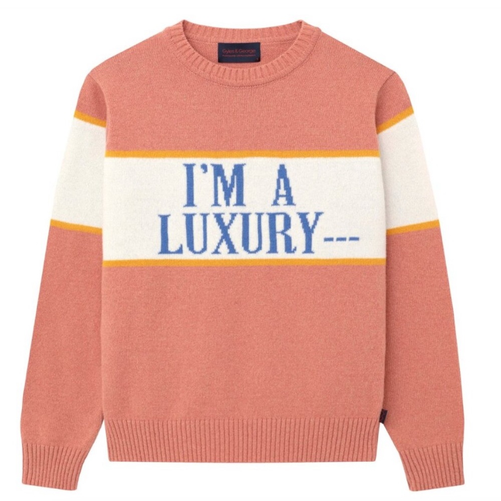 Gyles and George I’m a Luxury Few Can Afford Lady Diana Salmon Pink Sweater XL
